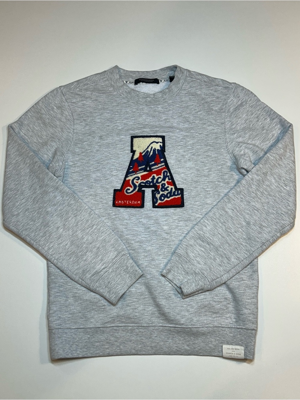 Scotch & Soda Amsterdam Varsity Letter A Mountain Chenille Patch Sweatshirt